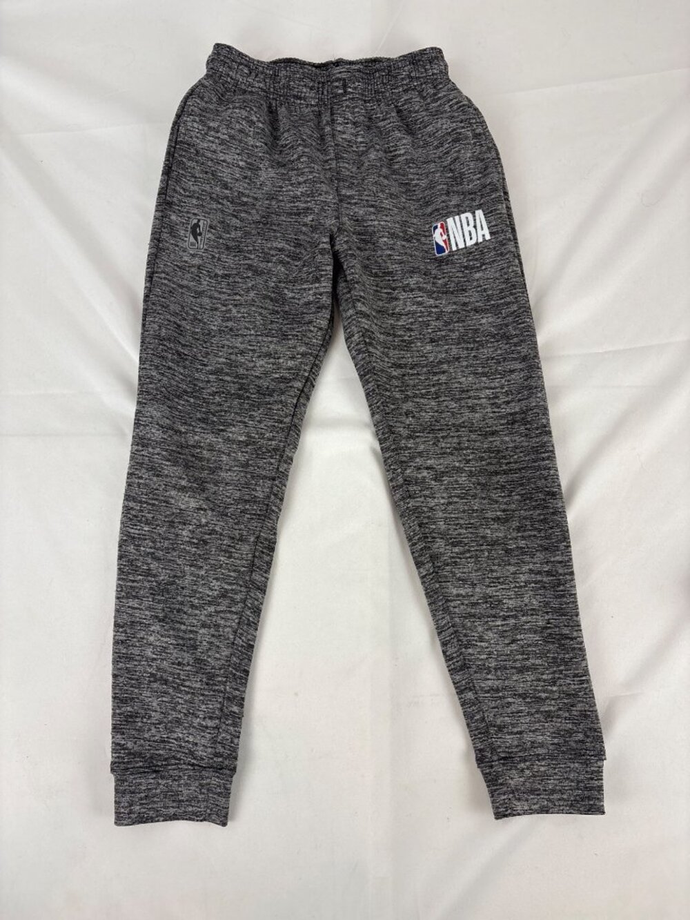 NBA Boys Grey Speckled Knit Joggers Fleece Warm Up Pants Cozy Basketball Aesthet
